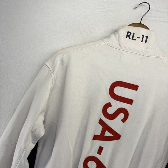 Ralph Lauren Jacket Men's Large White Zip RL Ocean Challenge USA Big Pony READ - Picture 13 of 16